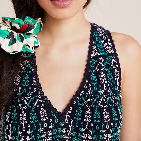 Anthropologie Maeve Cammie Embroidered Peplum Top XS V Neck Preppy Boho Classic - Picture 3 of 16